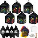 Cinrobiye 16 Sets Diwali Craft Kits DIY Happy Diwali Tissue Paper Lanterns Craft Bulk Festival of Lights Suncatcher for Deepawali Party Favors School Activities Hanging Ornament Decor Supplies