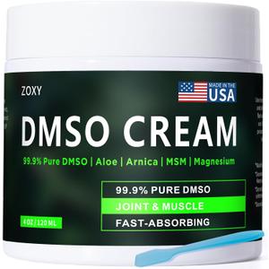 ZOXY DMSO Cream, 99.9% Pure, with Magnesium, MSM, Frankincense, Aloe Vera, Turmeric, Herbal, and Arnica, Quickly Absorbed, Low Odor, Non-Greasy,4 oz ZOXY DMSO Cream, 99.9% Pure, with Magnesium, MSM, Frankincense, Aloe Vera, Turmeric, Herbal, and Arnica, Quickly Absorbed, Low Odor, Non-Greasy,4 oz