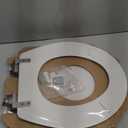 Mayfair Bennett Toilet Seat with Brushed Nickel Hinges, Slow Close Wood Seat, Secure Metal Hinges, Easy Install, Made in USA, Round, White