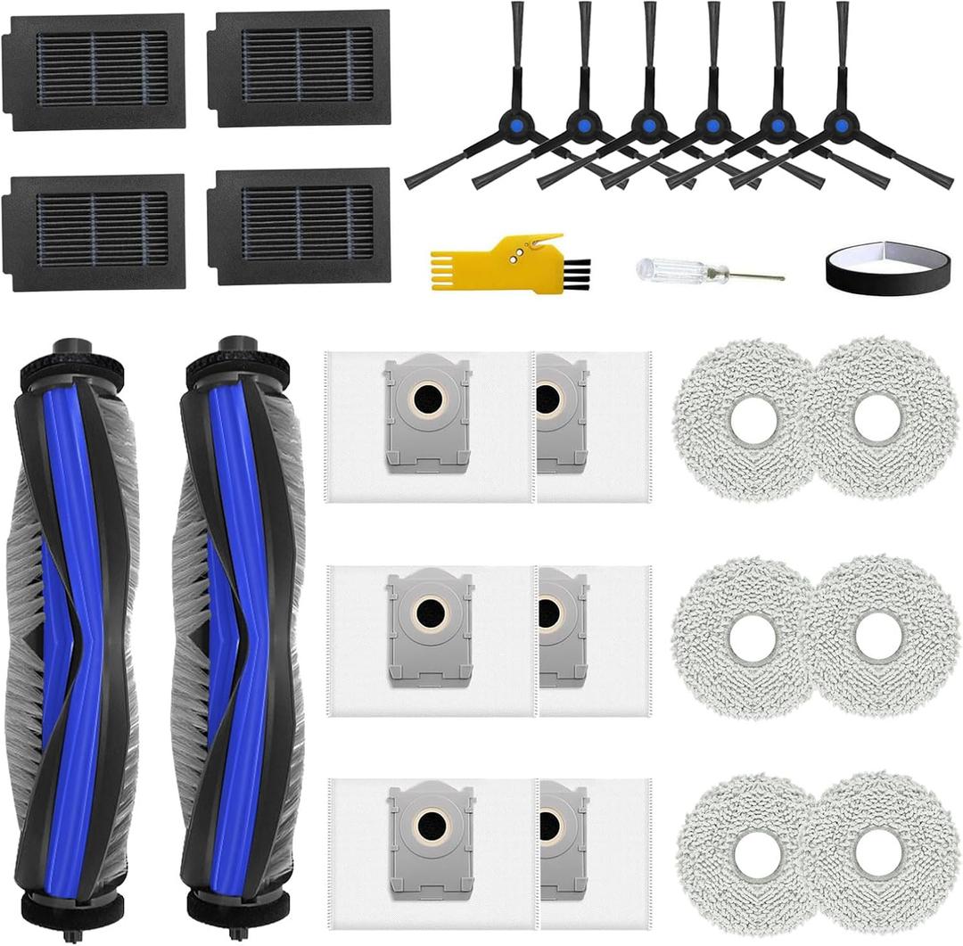 T50 Max Pro Omni Replacement Parts for ECOVACS DEEBOT T50 Max Pro Omni / T50 Max Pro Omni Gen2 Robot Vacuum Cleaner 2 Main Brushes, 4 Filters, 6 Side Brushes, 6 Mop Cloths, 6 Bags