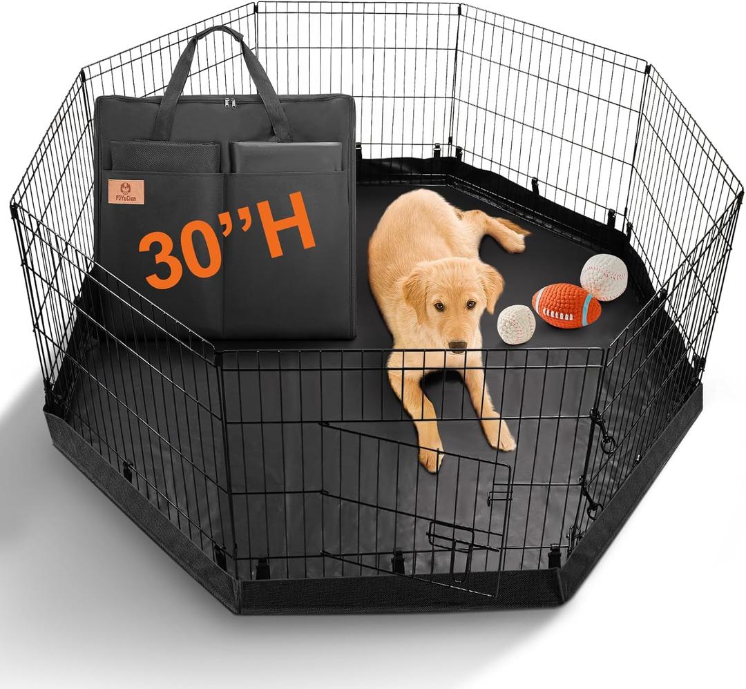 PJYuCien Puppy Playpen Indoor - 8 Panels 30H Dog Playpen with Storage Bag and Bottom Better for Small Pets