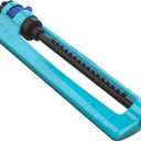Aqua Joe Oscillating Sprinkler with Adjustable Spray, 16 Clog-Resistant Nozzles, Metal Base & 3600 Square Foot Coverage, Compatible with Garden Hoses