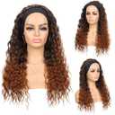 G&T Wig Curly Headband Wigs for Black Women Wet and Wavy Headband Wig Ombre Blonde Curly Synthetic Wigs Glueless Heat Resistant Long Curly Wigs for Daily Wear