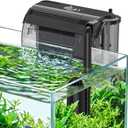 AQQA Aquarium Hang on Back Filter Whisper Fish Tank HOB Filter with Adjustable Flow, Multi-Stage Filtration with Surface Skimmer & Sponge Guard for Small Fish Tanks 10-30 Gallon (5W, 106GPH)