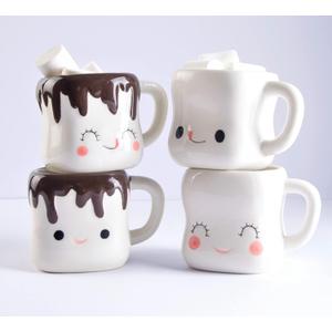 Ursa Cute Marshmallow Hot Chocolate Mugs, Ceramic Set, Cups for Coffee, Hot Chocolate, Hot Cocoa - Funny Coffee