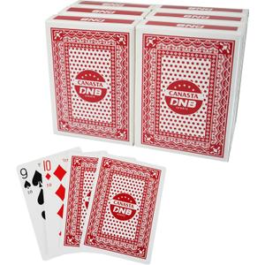 DNB 6 Deck Canasta Cards - 6 Decks Red Playing Cards with Point Values - Includes Canasta and Hand and Foot Rules