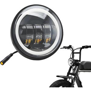 LED Headlight Model-Specific - ONLY Fit for Super73 S2 Core/SE/X Indian & ZX Limited Edition - 12V~52V OEM 6000K Halo DRL Headlamp - REQUIRES 4.5" Housing (Not Included) - No Brackets/Mount Holes