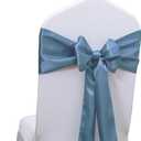 Pack of 50 Satin Dusty Blue Chair Sashes for Wedding - SINSSOWL Chairs Bows 7x108 Inches Chair Ribbons Fitting Birthday Party Anniversary Events Ceremony Bridal Baby Shower Decorations
