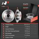 A-Premium 11.89 inch (302mm) Rear Solid Disc Brake Rotors + Ceramic Pads Kit Compatible with Select Hyundai Models - Santa Fe 2007 2008 2009, 6-PC Set
