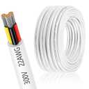 22 Gauge Electrical Wire 3 Conductor, 32.8FT 22AWG Insulated Low Voltage Stranded Tinned Copper Wire, 22/3 White Flexible Extension Cable for LED Lamp Lighting Strips Automotive Etc
