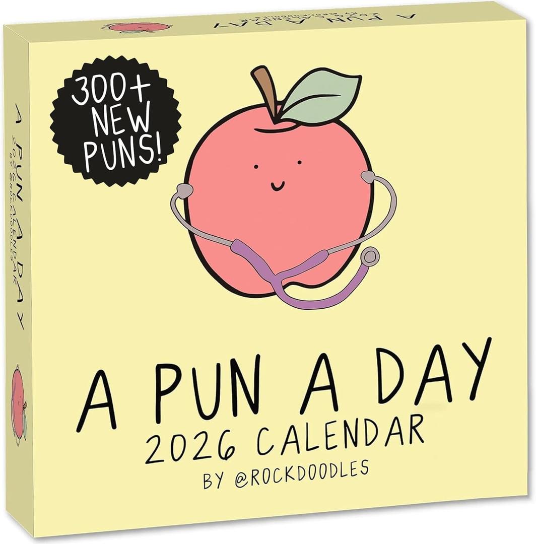 4 x Rockdoodles 2026 Punny Day-to-Day Calendar | Funny Daily Desktop Calendar Christmas Stocking Stuffer Gift for Home or Office, Daily Tear Off Pages With New Puns | A Pun A Day by Rockdoodles