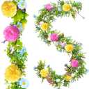 Easter Garland Decorations for Mantle Home - Fireplace Egg Garlands Indoor Easter Spring Outdoor Decor Floral Table Decoration Swag Flower Greenery Decorating New-SPRFLO-1