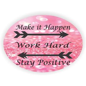 Sam Sandor - Make it Happen - Work Hard Stay Positive Pink - Round Mouse Pads, Mousepads, Mouse Mats (8L x 8W inches)