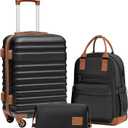 Coolife Luggage Sets Suitcase Set 3 Piece Luggage Set Carry On Hardside Luggage with TSA Lock Spinner Wheels (Black, 3 piece set (BP/TB/20))
