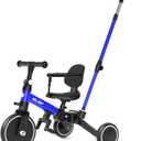 Glaf Tricycle for Toddlers 1-3 Toddler Bike Tricycles with Push Handle 2-4 Years Baby Bike Boys and Girls Balance Bike Birthday Toys with Removable Pedals Adjustable Seat Height and Backrest (Blue)