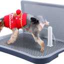 Pee Pad Holder, Indoor Potty Tray for Puppy and Small Size Dog with Pee Wall, Non-Skid Feet, 20 * 15.4 * 1.4 inch (Large)