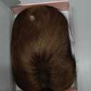 HOOJIH Real Human Hair Topper with Bangs for Women with Thinning Hair Large Base Handmade Invisiable Lace Topper Wig - Medium Brown