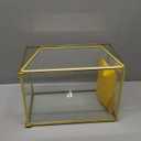 NCYP Small 10.2" x 5.9" x 7.9" Glass Cards Box with Slot and Lock for Wedding Reception - Home Birthdays Party Geometric Decorative, Gold - Slot Length 6.3 Inches (Glass Box Only)