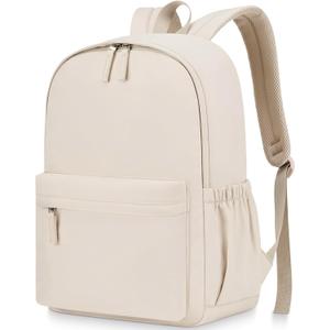 Backpack for Teen Girls Large Middle-School Primary Elementary Students Bookbag 17 inch Laptop Bag for Women Lightweight Casual Daypack (Beige) (15.6 inch)