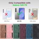 for Samsung Galaxy S25-FE-Wallet Case: with RFID Blocking Card Slots (6 Cards) | Soft PU Leather Magnetic Snap Zipper Pocket | Crossbody Wrist Strap Protective Phone Cover - Black