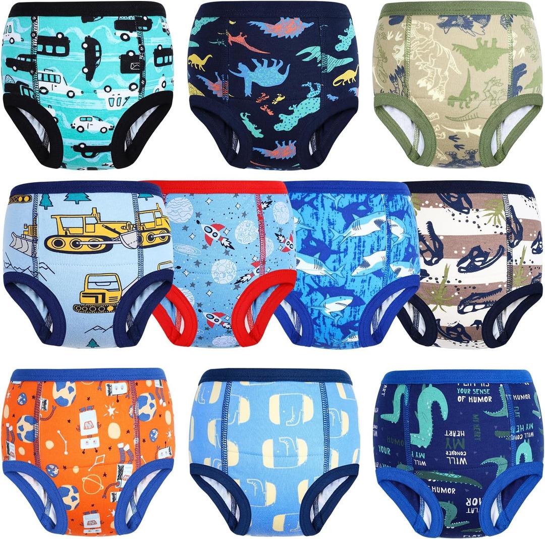 MooMoo Baby Potty Training Underwear 10 Packs Absorbent Toddler Training Pants for Boys and Girls Cotton Pee Pants 2T-9T (3T)