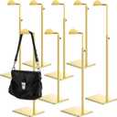 Maitys 8 Pack Gold Purse Display Stands Stainless Steel Adjustable Height Bags Display Rack Metal Handbag Holder Set for Home Store Boutique Counter Retail Floor Props Shelves