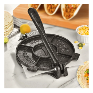 ARC Tortilla Press 8 inch, Cast Iron Tortilla Maker Include 100 Pcs Parchment Paper, Heavy Duty Tortillera Pataconera, Flour Tortilla Press, Roti Maker, Taco Maker, Taco Press, Black Gray