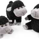 FRANKIEZHOU Sheep Stuffed Animal Lamb Plush Decorations 3Pcs (Sitting, Standing, Kneeling) Black Sheep Toys Gift for Kids Little Girl/Boy