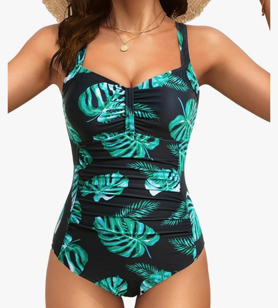 Tempt Me Women Ruched Slimming One Piece Swimsuits Tummy Control Vintage Bathing Suits 22W