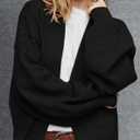 BTFBM Womens Oversized Cardigan Sweaters 2025 Fall Long Sleeve Knit Open Front Lightweight Sweater Outwear Coats (Black, S)