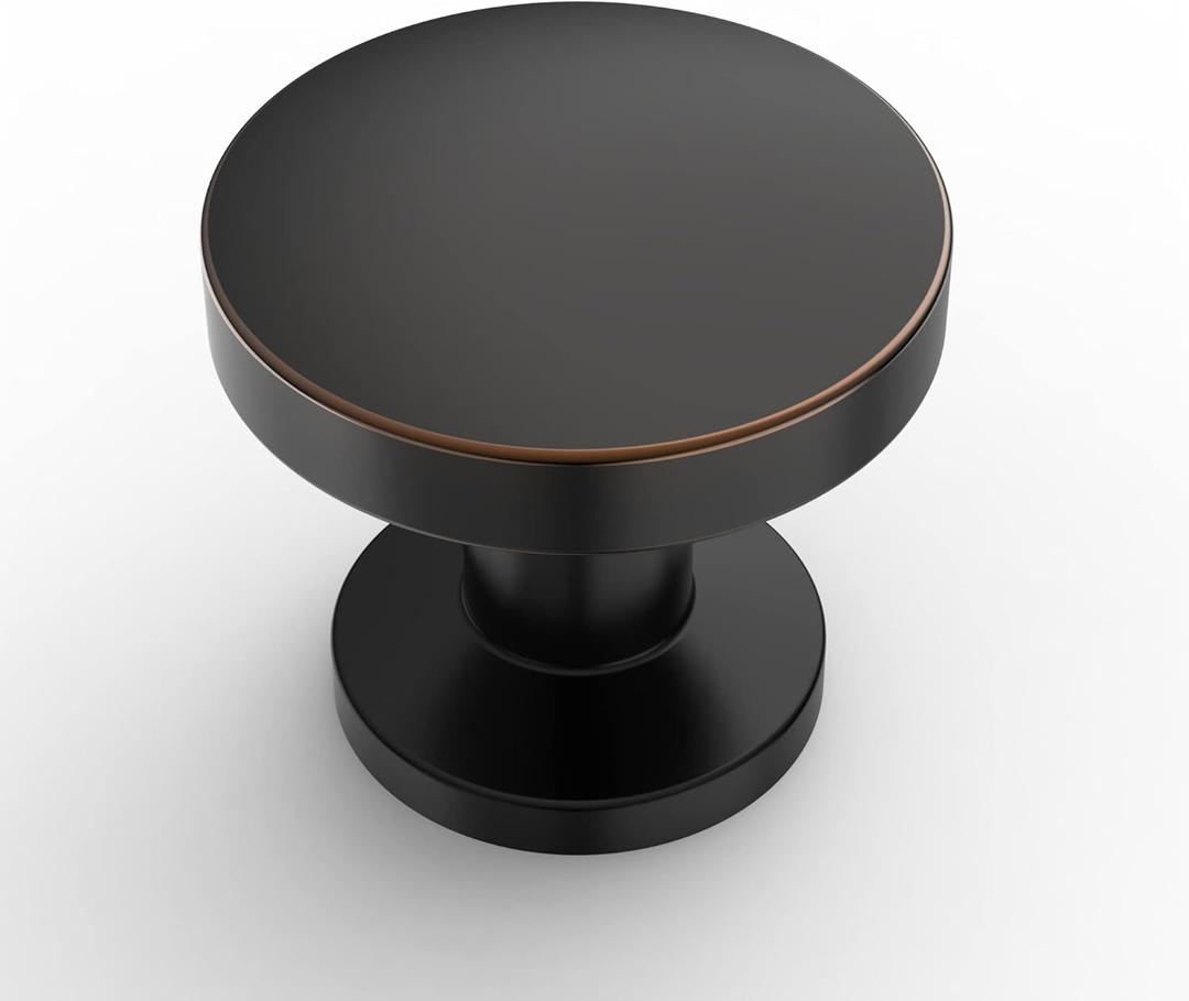 Amerdeco 10 Pack Oil Rubbed Bronze Cabinet Knobs 1.2 Inch(30mm) Single Hole Cabinet Handles Round Dresser Knobs Drawer Knob for Bathroom Cabinets