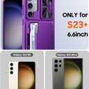 Vizvera for Samsung Galaxy S23 Plus Case Wallet, RFID Cards Holder (4 Cards) & Camera Cover & Kickstand for Women Men, Full Body Shockproof Silicone Case for S23 Plus 6.6"-Purple