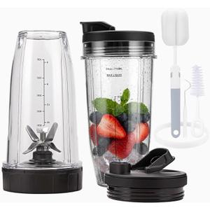 2 x Blender Cups Replacement Parts For ninja,2-Pack 24oz Blender Cups with Sip & Seal Lids,7 fins Blender Replacement blade Compatible with Ninja BN401 BN751 BN801 BL480-30 BL642-30 BL682 BL687 NN102