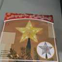 JOIEDOMI 9 inch Silver PVC Star Christmas Tree Topper, with 10 Warm White Light Glitter Swirl Battery Powered Indoor Decorations for Home Holiday Xmas Party