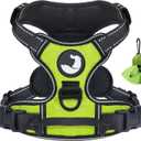Joytale No Pull Dog Harness Medium Sized Dog, Reflective Pet Vest with Front Clip, Adjustable Soft Padded Harnesses with Easy Control Handle for Training and Walking, Green, M