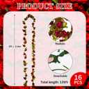 16Pcs 126Ft Burgundy Rose Garland, Fake Rose Hanging Flowers, Artificial Flower Vine, Hanging Floral Vine Garland for Wedding, Birthday Party, Wall Arch, Halloween, Christmas Garden Backdrop Decor