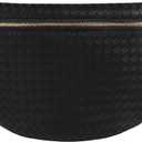 Woven Crossbody Bags for Women Leather Belt Bum Sling Purse Fanny Waist Pack Chest Shoulder Bag for Women-Black