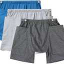 3 Pack Urine Bag Shorts for Men, Ostomy Drainage Bag Underwear, Incontinence Care Trousers, Catheter Bag Shorts, M (Gray/Dark Gray/Blue for Men)