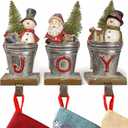 Newman House Studio Christmas Joy Stocking-Holders Home-Decor Sculptures - Santa Snowman Stocking Holder Figurines Set of 3 5 * 3.5 * 7.5 Inch