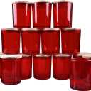 Thick Candle Jars for Making Candles 16 Pcs, 7 OZ Empty Jars with Wood Lids for Candle Making, Sample Container, Red