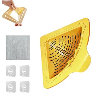 Magnetic Drainage & Filter Basket,No Drilling Required Twist-off base Triangular Design for Kitchen Sink Strainers without Drilling Ideal for cleaning Fruits, Vegetables, and Food Scraps (Yellow)