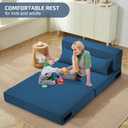 SUYOLS Folding Sofa Bed with Pillow- Convertible Chair Floor Couch & Sleeping Mattress, Foldable Memory Foam Sleeper for Living Room/Dorm/Guest Room/Home Office/Apartment/Loft,Twin,Navy Blue