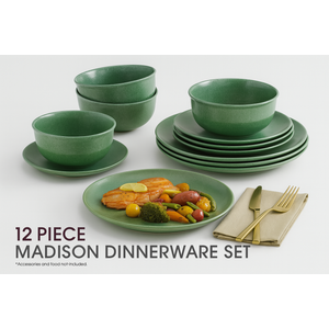 Madison 12-Piece Dinnerware Set – Green