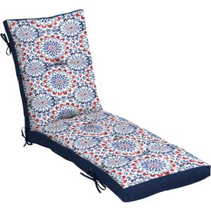 Arden Outdoor Plush Modern Tufted Chaise Cushion, 76 x 22, Rain-Proof, Fade Resistant, Tufted Cushion for Chaise Lounger Clark Blue