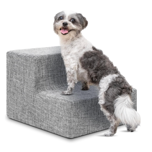Best Pet Supplies Dog Stairs & Steps - Foam Steps for Small Dogs & Cats, Non-Slip Indoor Balanced Pet Step Support, Dog Ramp, No Assembly, Ash Gray Linen, 2-Step (12-inch Height)