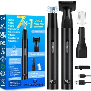 Nose Hair Trimmer for Men Women-2026 All-in-1 Professional Use for Nose Ear Hair Trimmers Clipper Pro-14,000RPM Motor,2 hrs Rechargeable Hair Trimmer Set with Dual Edge Blades NC1