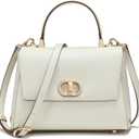 Top Handle Bag Leather Satchel Bags for Women Luxury Designer Business Crossbody Work Purse with Multiple Internal Pockets (White)