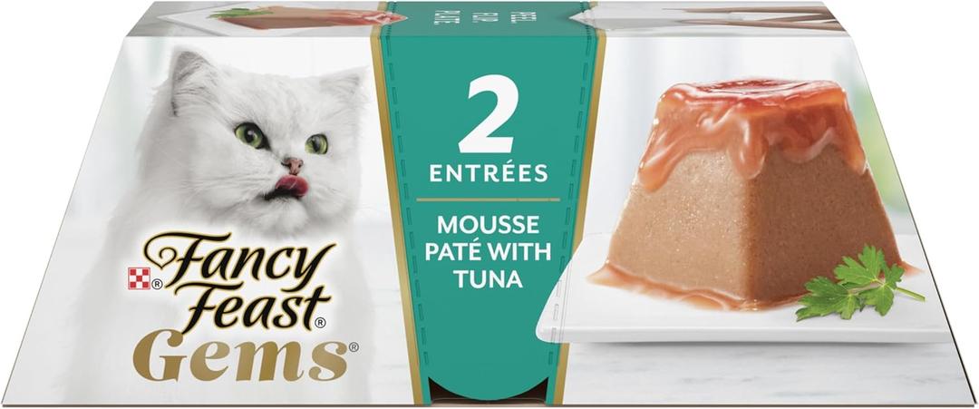 Fancy Feast Gems Pate Cat Food Mousse With Tuna and a Halo of Savory Gravy Cat Food - (Pack of 8) 4 oz. Boxes, BB Date:04/2026