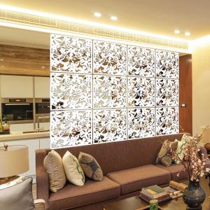 LRZCGB Hanging Room Divider,12pcs PVC Screen Panel with Butterfly Flower Bird for Living Dining Study Sitting-Room Hotel Bar Decoration(White)