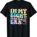 Groovy In My Eight Year Old Era Girl 8th Birthday 8 Yrs Old T-Shirt (Small, Black)